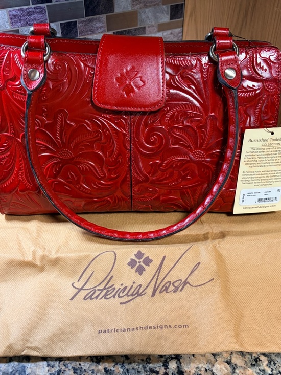 Patricia Nash Handbags - Patricia Nash Rienzo Tooled Red Leather Tote Satchel NWT